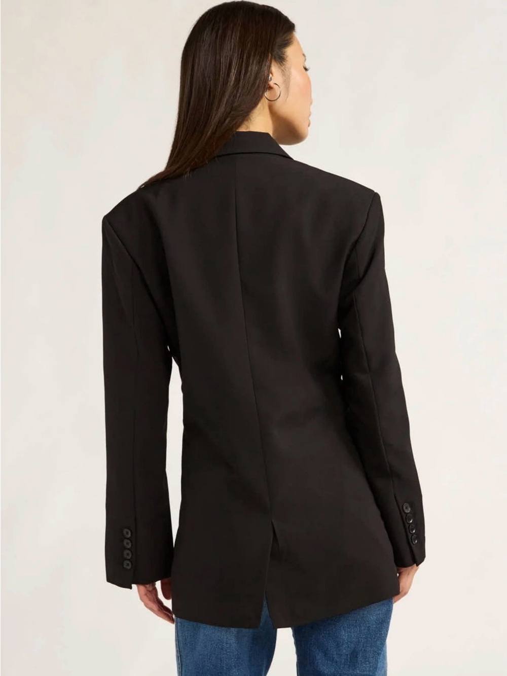 Scoop Double-Breasted Black Women's Blazer - Picture 5 of 6